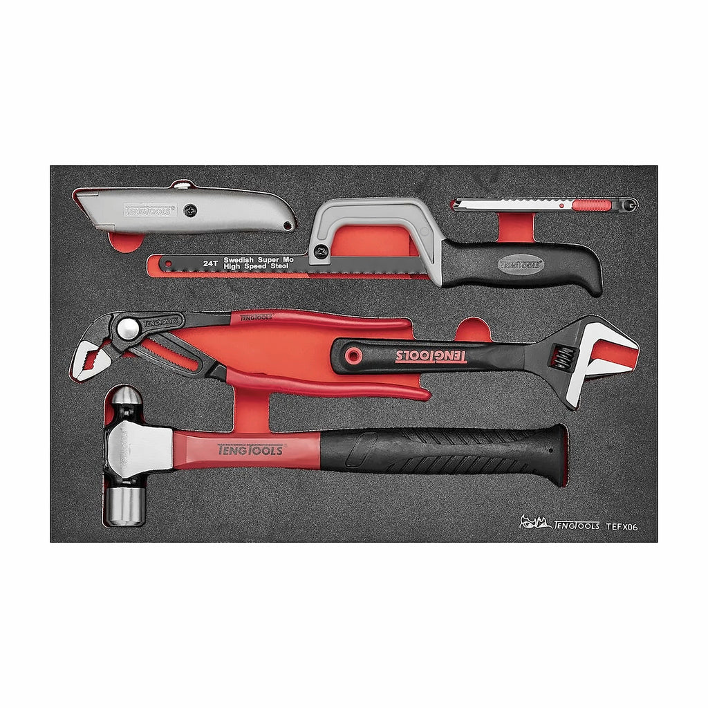 Teng Tools TEFX06 General Tool Set BP FOAM3 6 Pieces on a white background