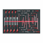 Teng Tools TTEX23N Nut Driver & Hex/TX T-Handle Set FOAM4X4 23 Pieces on a white background