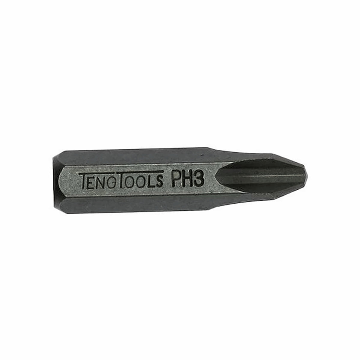 Teng Tools Phillips impact driver bits with 5/16 in hex shank, PH1 to PH4 on a white background