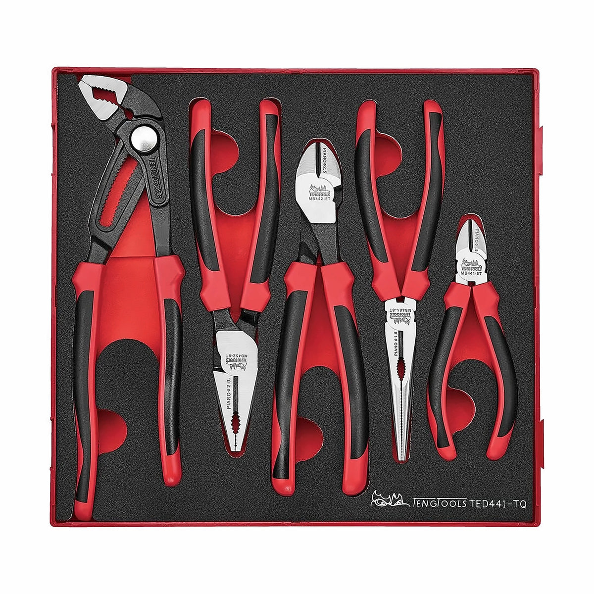 Teng Tools TED441-TQ Plier Set TPR Grip Q FOAM2 5 Pieces on a white background