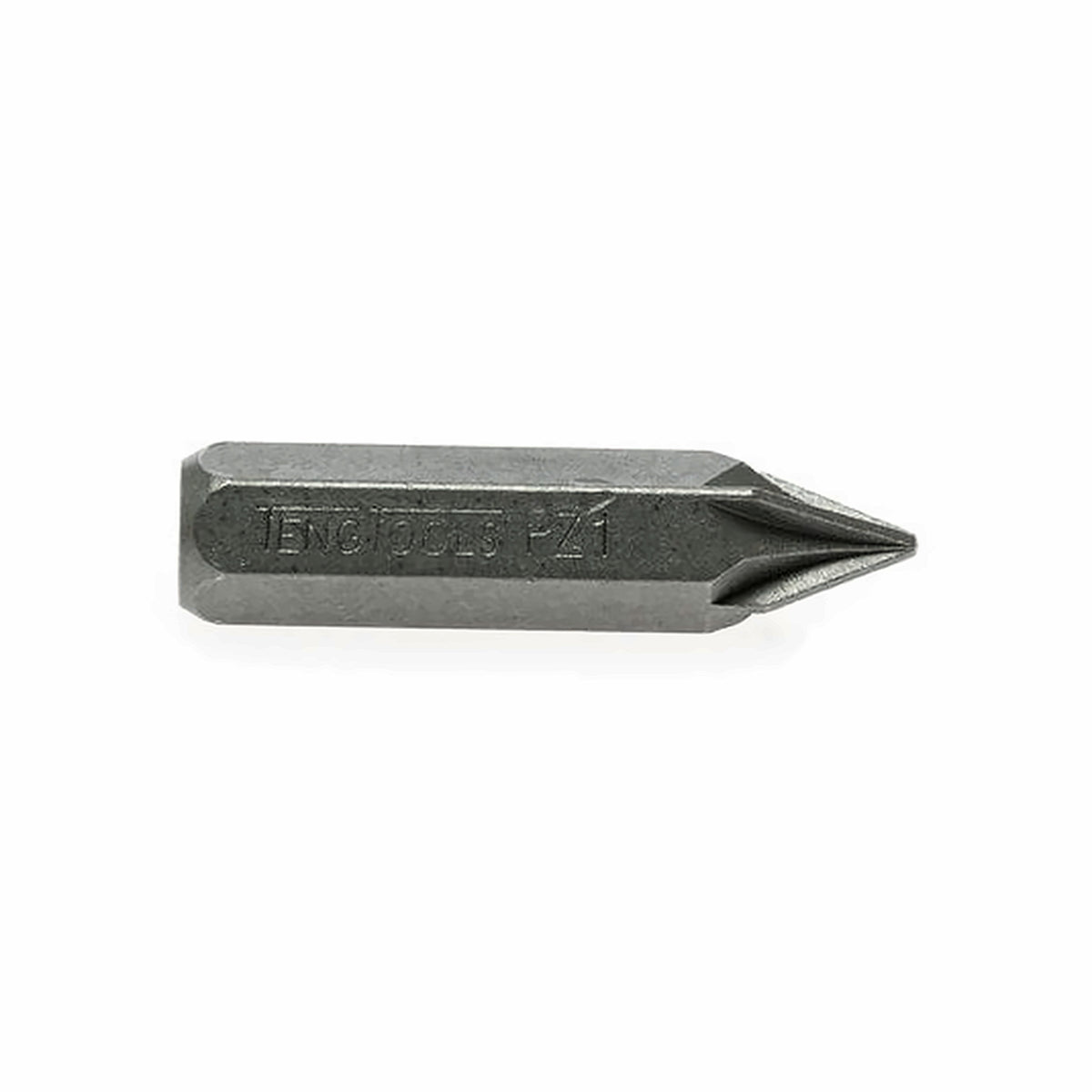 Teng Tools Pozidriv impact driver bits with 5/16 in hex shank, 36 mm (1.4 in), PZ1 to PZ3 on a white background