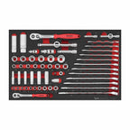 Teng Tools TEFSK57 Spanner & Socket Set FOAM3 57 Pieces on a white background