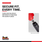 Teng Tools 1/2 inch drive 6-point metric ANSI deep impact socket and the ball detent retention groove on the drive end