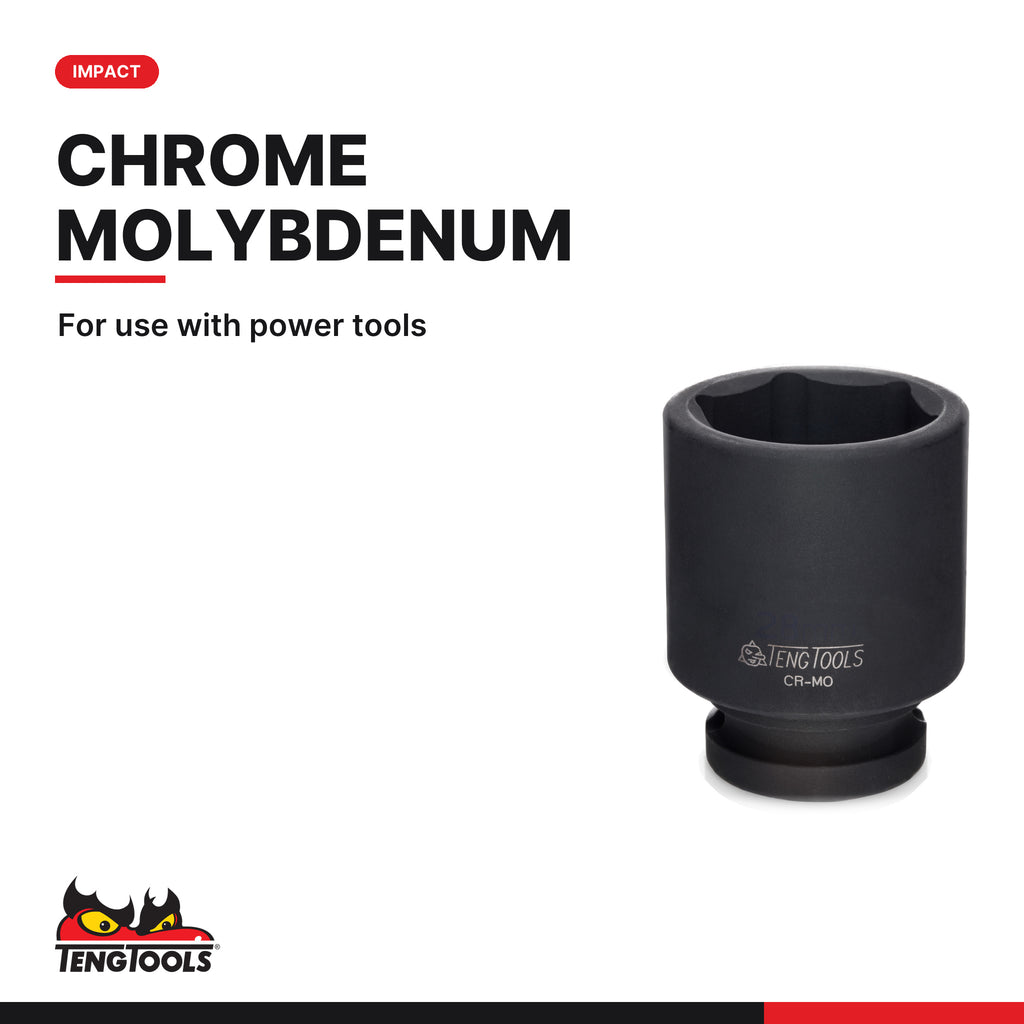 Teng Tools 1/2 inch drive 6-point metric ANSI impact socket in chrome molybdenum for power tools