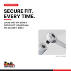 Teng Tools 1/2 inch drive 6-point metric deep socket and the ball detent retention groove on the drive end