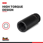 Teng Tools 1/2 inch drive 6-point metric DIN deep impact socket, 6-point high torque design
