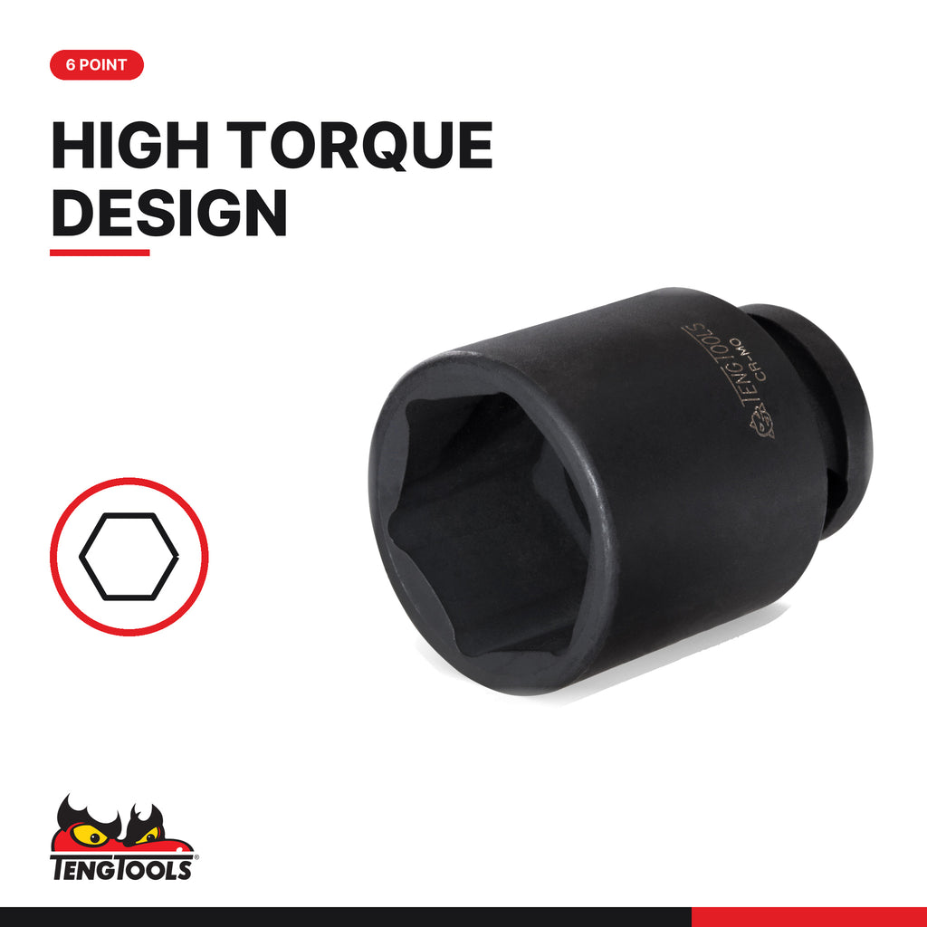 Teng Tools 1/2 inch drive 6-point metric DIN impact socket, 6-point high torque design