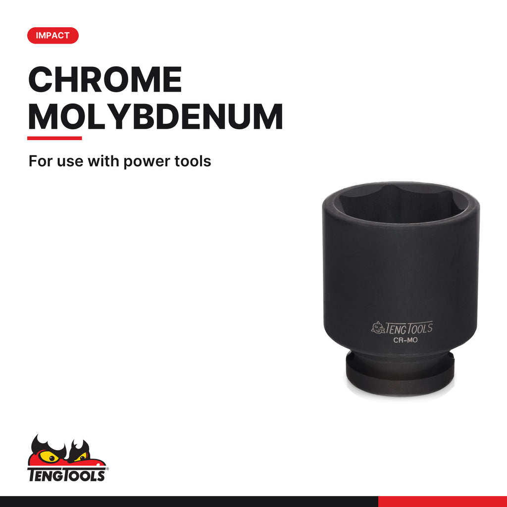 Teng Tools 1/2 inch drive 6-point metric DIN stubby impact socket in chrome molybdenum for power tools