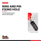 Teng Tools 1/2 inch drive 6-point SAE DIN deep impact socket, ring and pin fixing hole on the female end