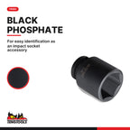 Teng Tools 1/2 inch drive 6-point SAE DIN impact socket with a black phosphate finish