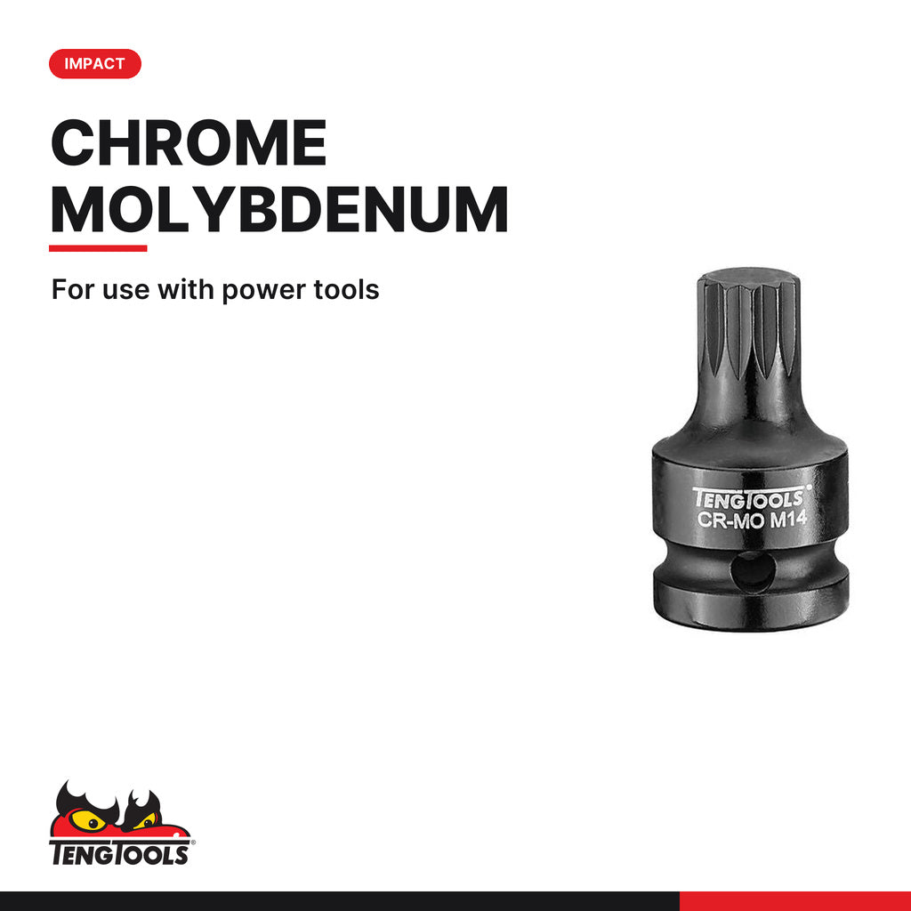 Teng Tools 1/2 inch drive metric DIN xzn triple square impact socket in chrome molybdenum for power tools