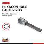 Teng Tools 1/2 inch drive metric extra long hex bit socket for in-hex screws and grub screws