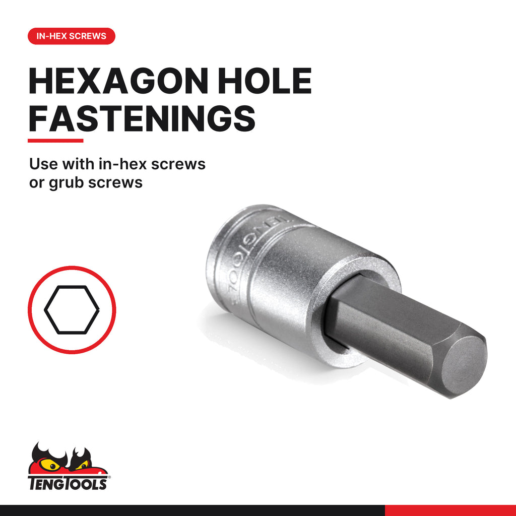 Teng Tools 1/2 inch drive metric hex bit socket for in-hex screws and grub screws