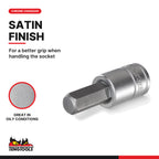 Teng Tools 1/2 inch drive metric hex bit socket with a satin finish, chrome vanadium