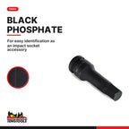 Teng Tools 1/2 inch drive SAE DIN hex bit impact socket with a black phosphate finish