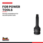 Teng Tools 1/2 inch drive TX (Torx) impact socket DIN, TX10 to TX70, chrome molybdenum for use with power tools