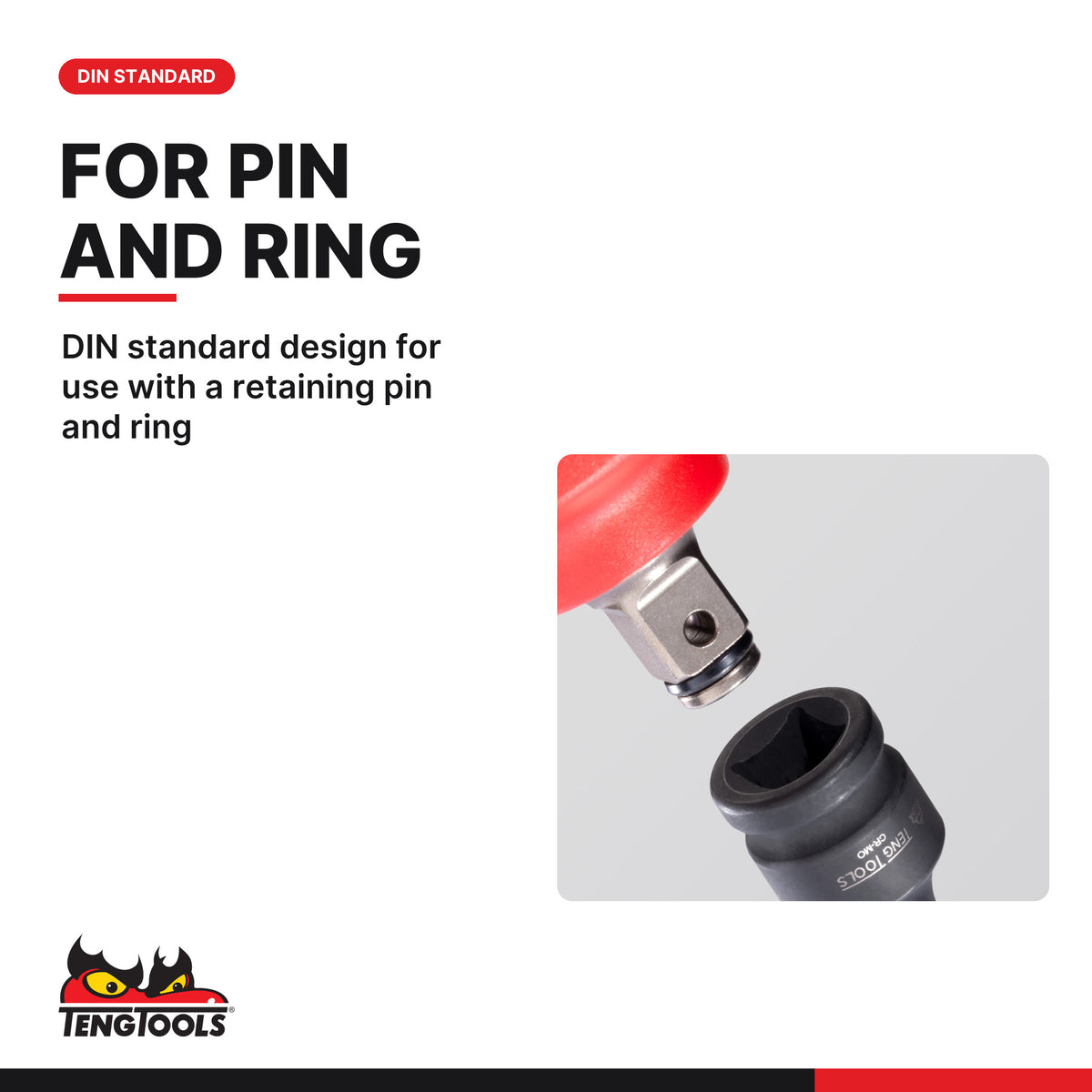 Teng Tools 1/2 inch drive TX (Torx) impact socket DIN, TX10 to TX70, DIN standard design for use with a retaining pin and