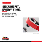 Teng Tools 1/4 inch drive 12-point SAE deep socket and the ball detent retention groove on the drive end