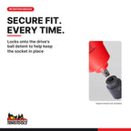 Teng Tools 1/4 inch drive 6-point metric ANSI impact socket and the ball detent retention groove on the drive end