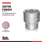 Teng Tools 1/4 inch drive 6-point metric socket with a satin finish and stamped CR-V chrome vanadium marking