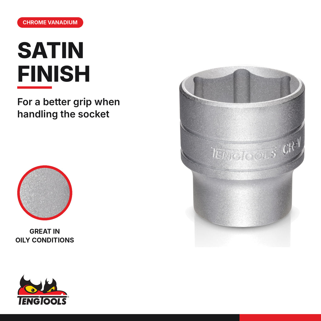 Teng Tools 1/4 inch drive 6-point SAE socket with a satin finish and stamped CR-V chrome vanadium marking