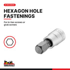 Teng Tools 1/4 inch drive metric hex bit socket for in-hex screws and grub screws