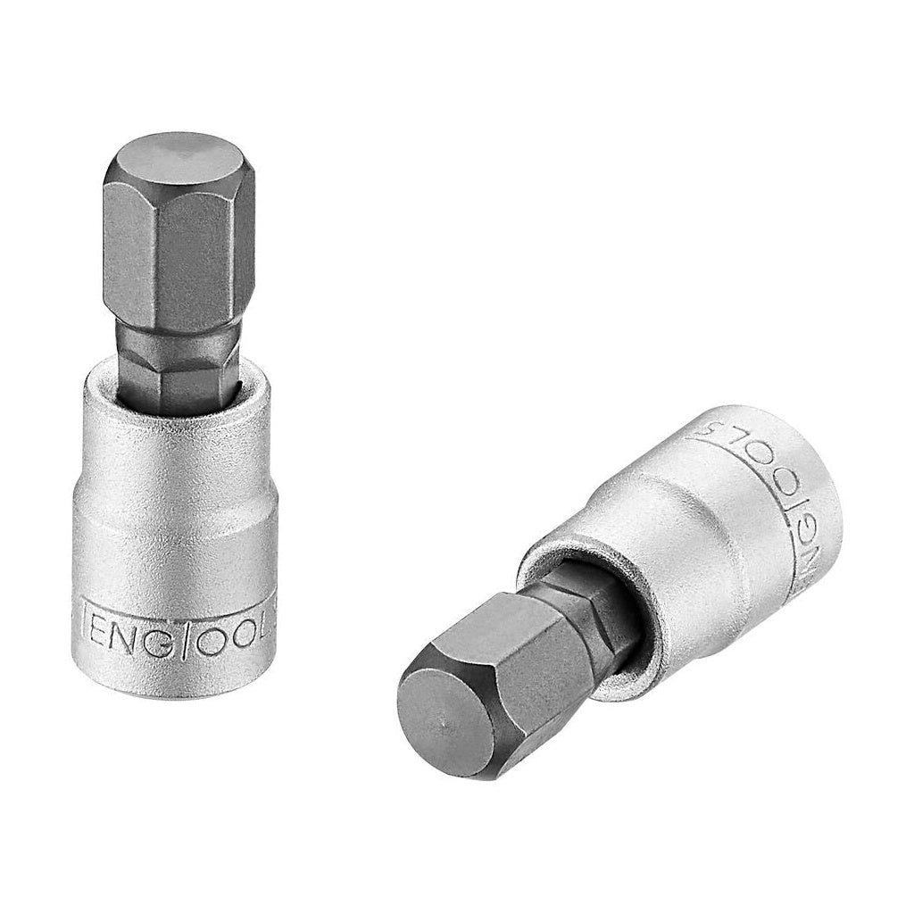 Teng Tools 1/4 inch drive metric hex bit socket on a white background