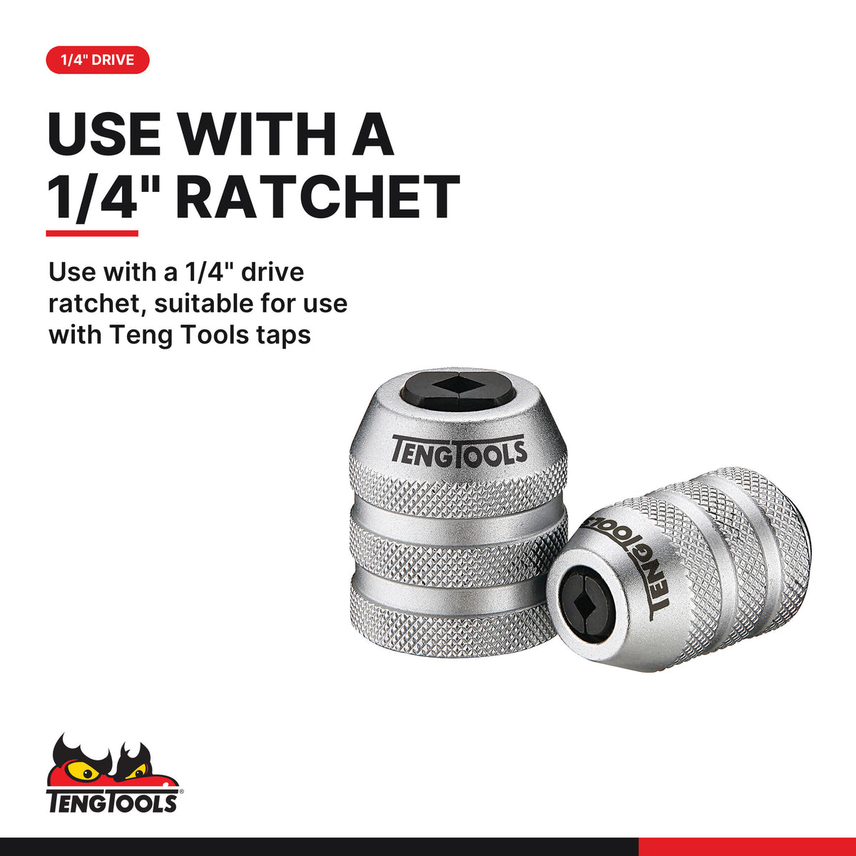 Teng Tools 1/4 inch drive tap chuck, use with a 1/4 in drive ratchet, suitable for Teng Tools taps