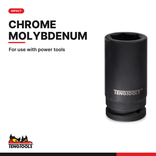 Teng Tools 1 inch drive 6-point metric DIN deep impact socket in chrome molybdenum for power tools