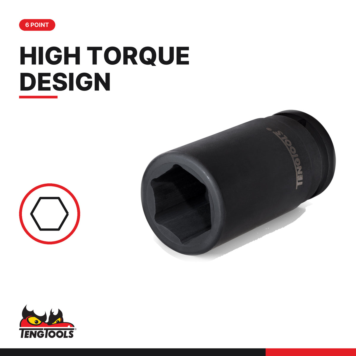 Teng Tools 1 inch drive 6-point metric DIN deep impact socket, 6-point high torque design