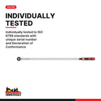 Teng Tools 1192P1500 1" Torque Wrench Plus 300, individually tested to ISO 6789 standards with unique serial number and