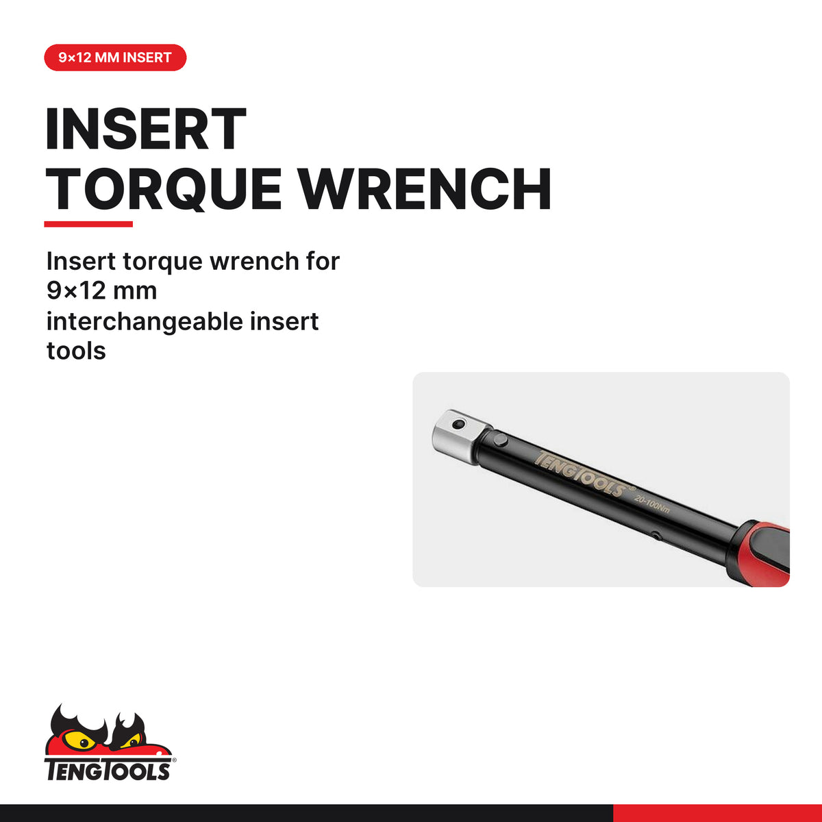 Teng Tools 1292P912 9 x 12 mm Insert Torque Wrench, insert torque wrench for 9×12 mm interchangeable insert tools