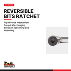 Teng Tools 1400B 1/4 Inch Hex Mini Bits Ratchet, flip reverse mechanism for quickly changing between tightening and loosening