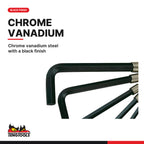 Teng Tools 1424 Hex Key Set AF 10 Pieces, chrome vanadium steel with a black finish