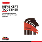 Teng Tools 1475 Ball Point Hex Key Set 7 Pieces, supplied with a plastic holder to keep the keys together