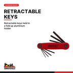 Teng Tools 1476NMM Folding Hex Key Set 1.5-6 mm ALU 7 Pieces, retractable keys held in a fold up aluminium holder