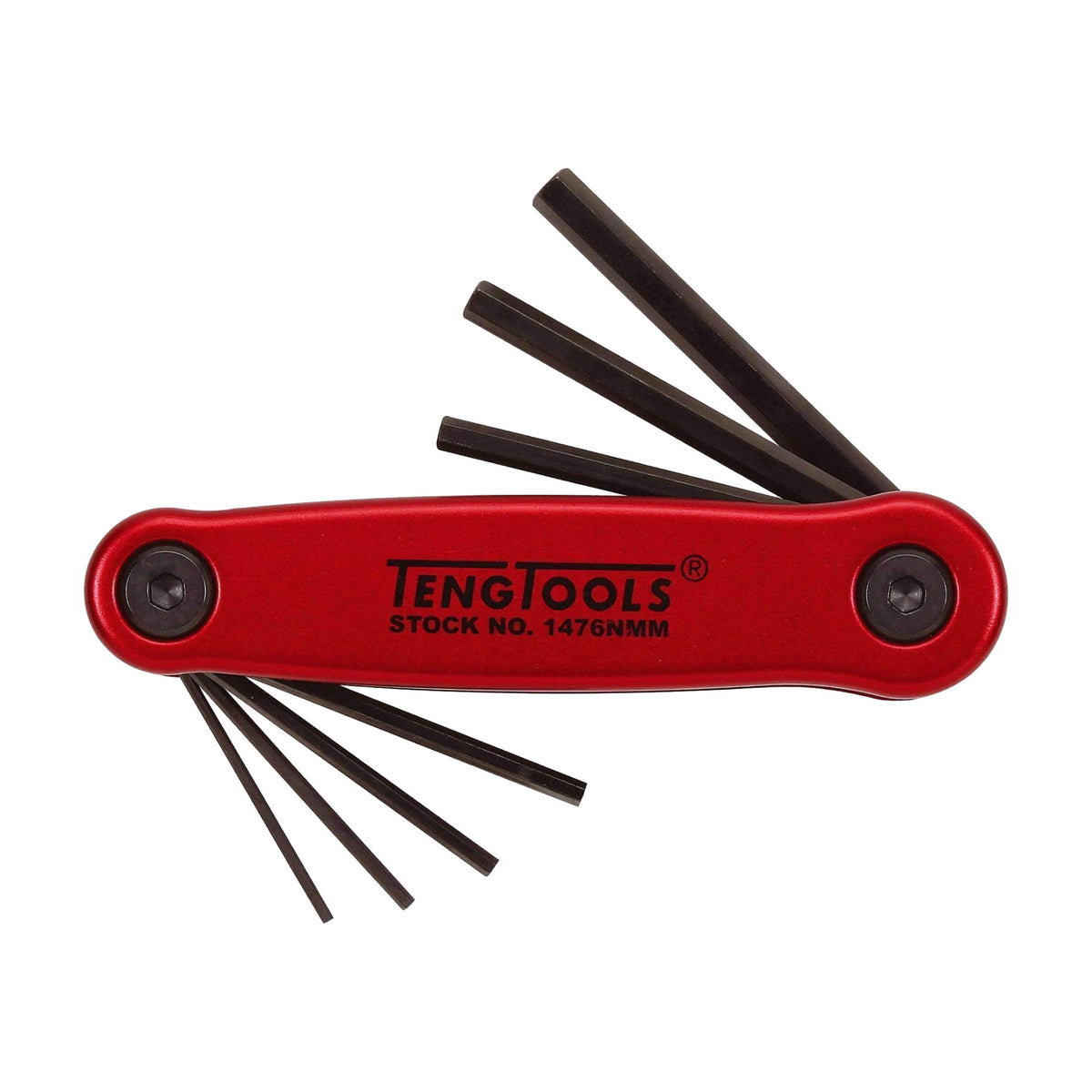 Teng Tools 1476NMM Folding Hex Key Set 1.5-6 mm ALU 7 Pieces on a white background