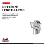 Teng Tools 1477AF Mini hex key set AF 7 pieces, the keys have different length arms to help you reach hard-to-reach fasteners