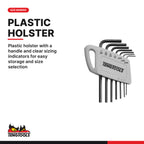 Teng Tools 1477AF Mini hex key set AF 7 pieces, plastic holster with a handle and clear sizing indicators for easy storage
