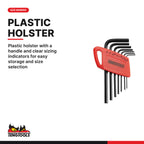 Teng Tools 1477MM Mini hex key set metric 7 pieces, plastic holster with a handle and clear sizing indicators for easy