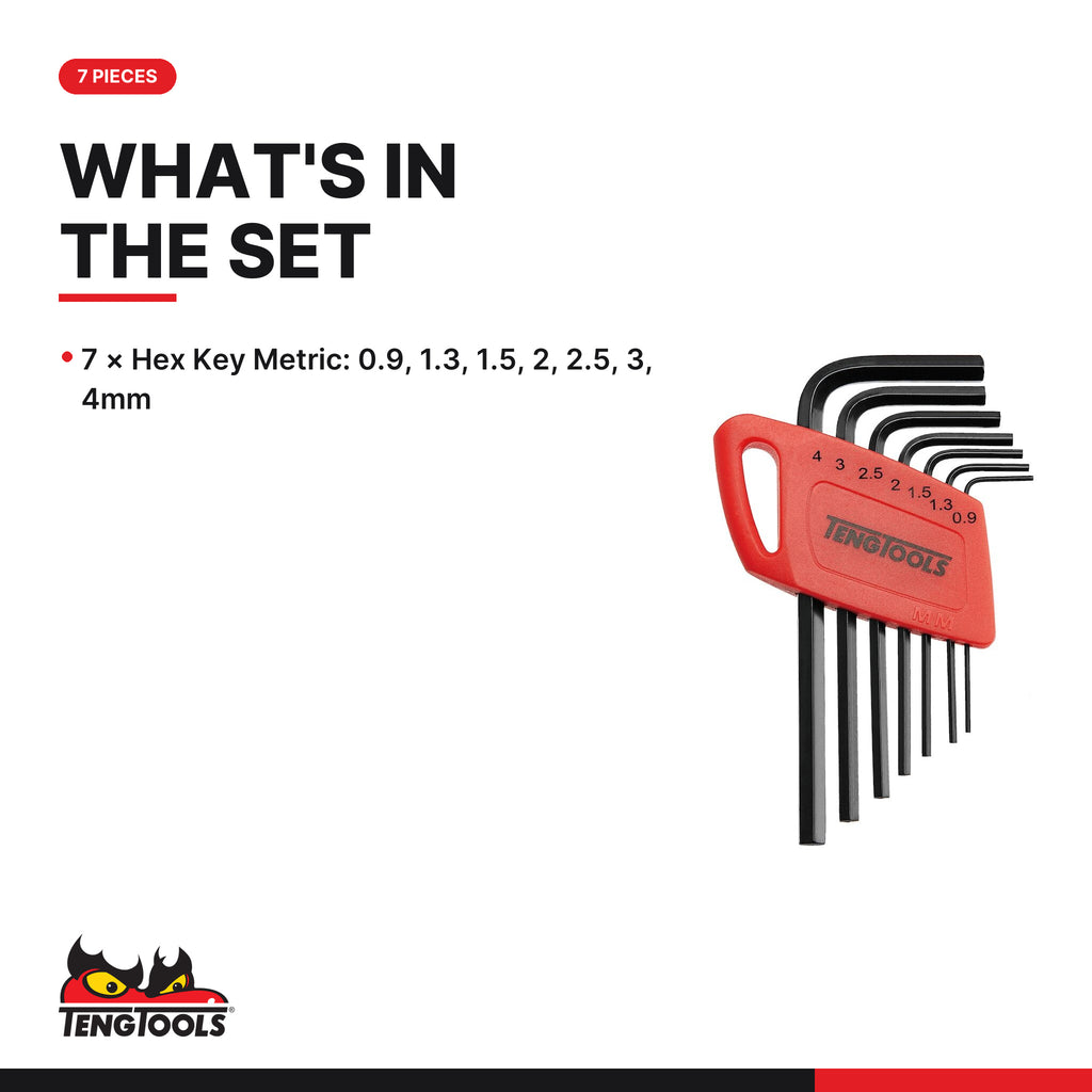 Teng Tools 1477MM Mini hex key set metric 7 pieces, what's in the set