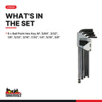 Teng Tools 1479AF Ball Point Hex Key Set AF 9 Pieces, what's in the set