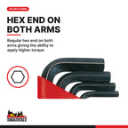 Teng Tools 1479MMR Hex Key Set 9 Pieces, regular hex end on both arms giving the ability to apply higher torque