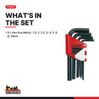 Teng Tools 1479MMR Hex Key Set 9 Pieces, what's in the tray