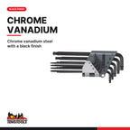 Teng Tools 1479TX1 Ball Point TX Key Set 9 Pieces, chrome vanadium steel with a black finish