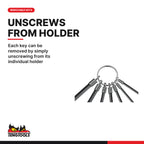 Teng Tools 1487 TX Key Set 7 Pieces, each key can be removed by simply unscrewing from its individual holder