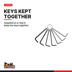 Teng Tools 1487 TX Key Set 7 Pieces, supplied on a ring to keep the keys together