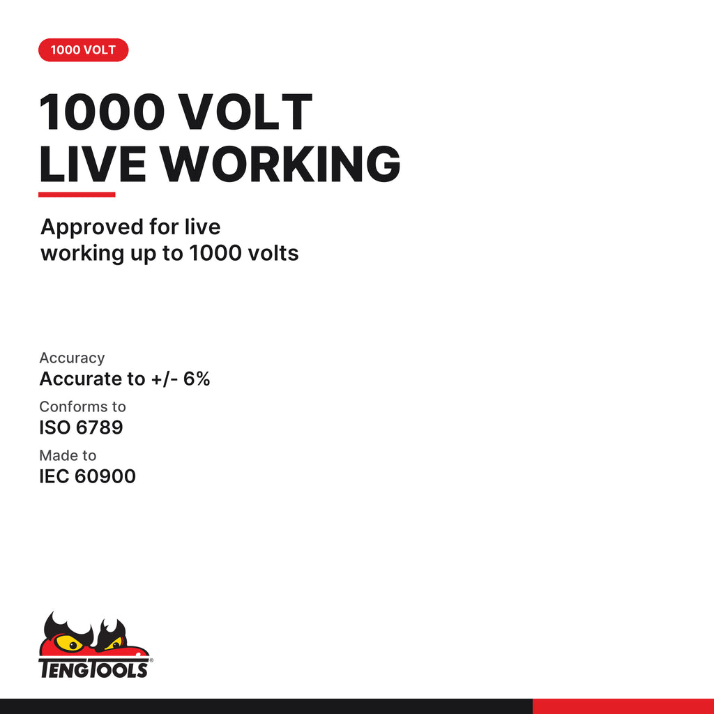 Teng Tools 1492TVSD 1/4 Inch Drive 1000 Volt Insulated Torque, approved for live working up to 1000 volts