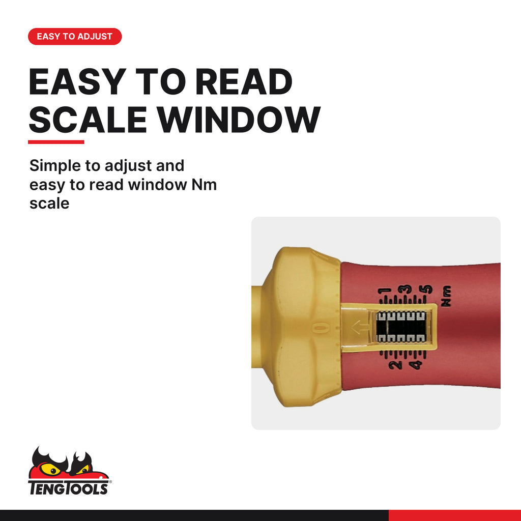 Teng Tools 1492TVSD 1/4 Inch Drive 1000 Volt Insulated Torque, simple to adjust and easy to read window Nm scale