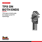 Teng Tools 1498TPX Folding TPX Key Set CR-MO 9 Pieces, TPX type on both ends for tamper proof TX fastenings
